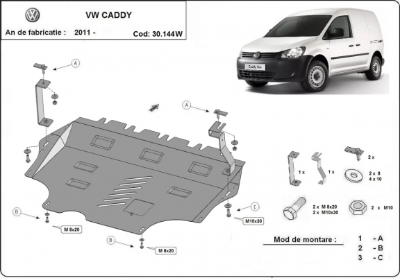 Kryt pod motor VW Caddy - s WEBASTO