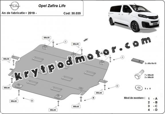 Kryt pod motor Opel Zafira Life