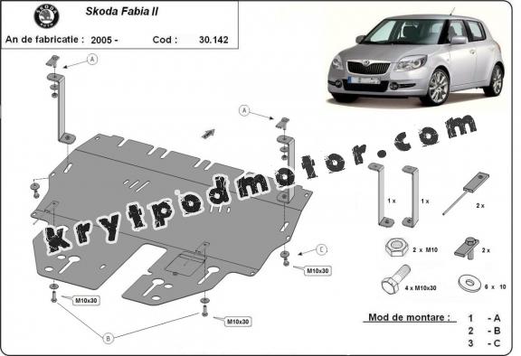 Kryt pod motor Skoda Fabia 2