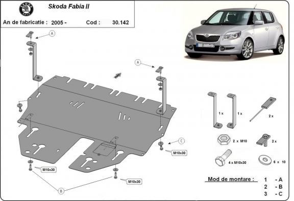 Kryt pod motor Skoda Fabia 2