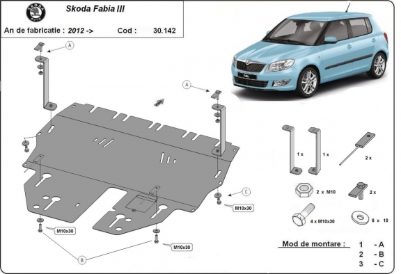 Kryt pod motor Skoda Fabia 3