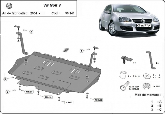 Kryt pod motor Vw golf mk5