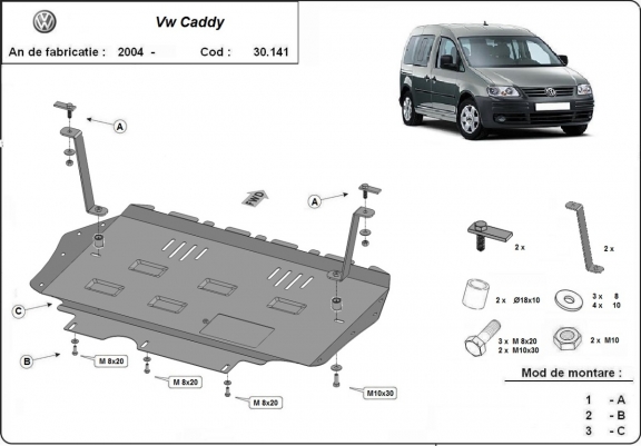 Kryt pod motor VW Caddy