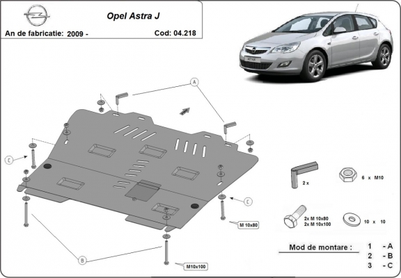Kryt pod motor Opel Astra J
