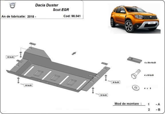 Kryt pod EGR, system STOP&GO Dacia Duster