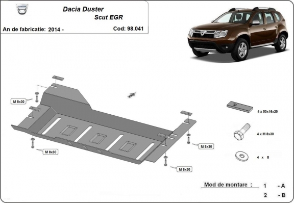 Kryt pod EGR, system STOP&GO Dacia Duster