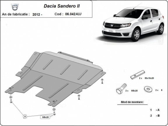 Hliníkový kryt pod motor DACIA  SANDERO 2