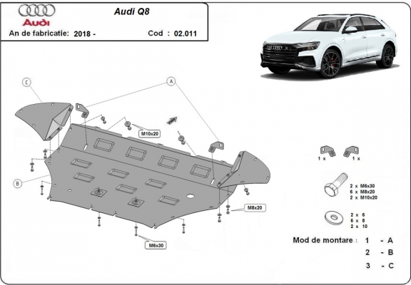 Kryt pod motor Audi Q8