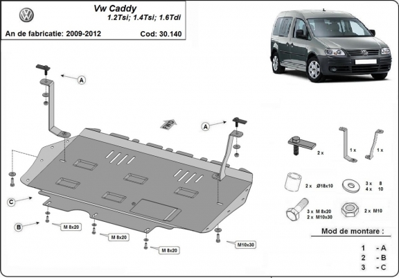 Kryt pod motor Volkswagen Caddy