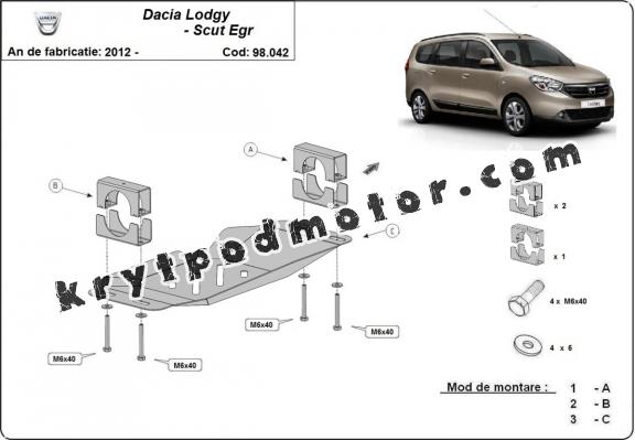 Kryt  pod pro systém Stop & Go, EGR Dacia Lodgy