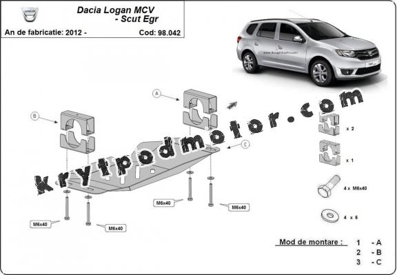 Kryt  pod pro systém Stop & Go, EGR Dacia Logan MCV