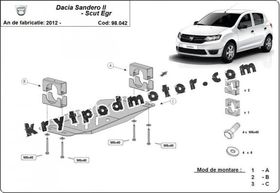 Kryt  pod pro systém Stop & Go, EGR Dacia Sandero 2
