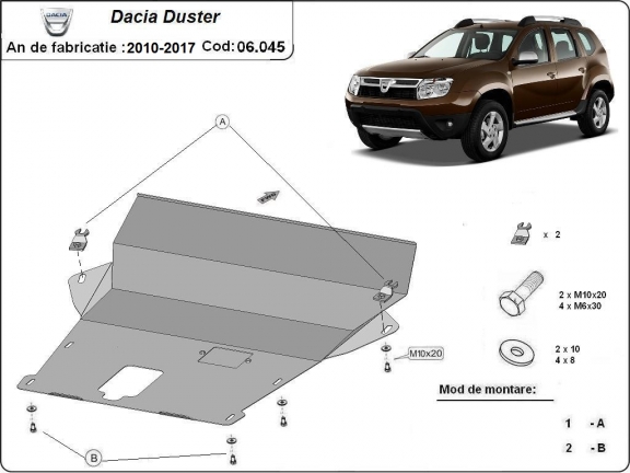 Kryt pod motor Dacia Duster - 2,5 mm