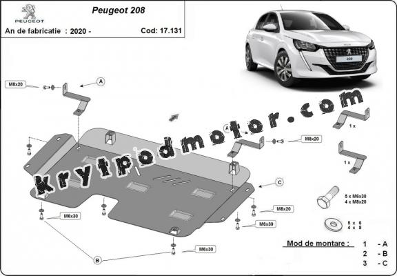 Kryt pod motor Peugeot 208