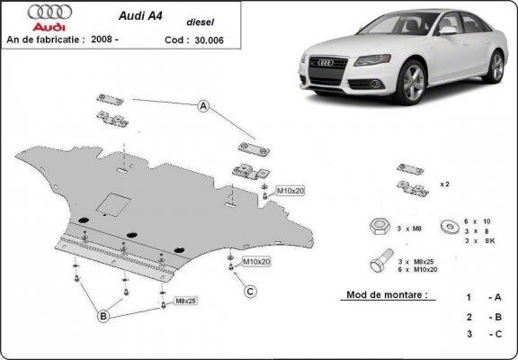 Kryt pod motor Audi A4 B8 All Road, diesel