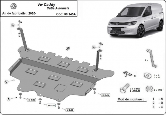 Kryt pod motor VW Caddy- automatická převodovka
