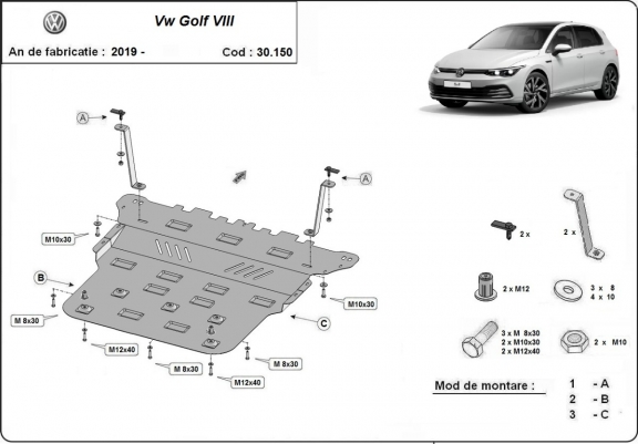 Kryt pod motor VW Golf 8