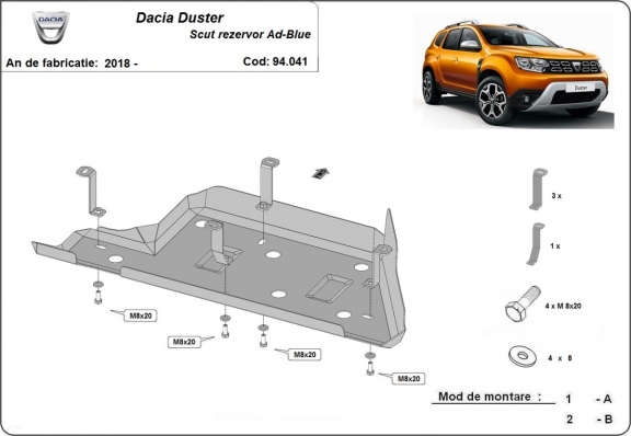 Kryt pod AdBlue Dacia Duster