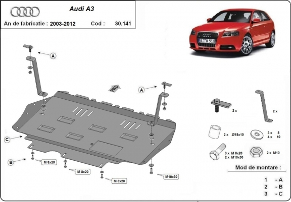 Kryt pod motor Audi A3