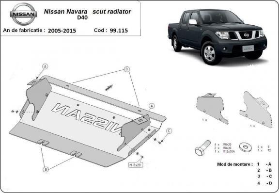 Kryt pod chladič Nissan Navara D40