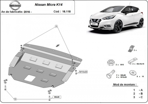 Kryt pod motor Nissan Micra