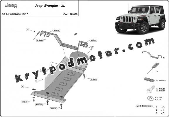 Kryt pod motor Jeep Wrangler - JL
