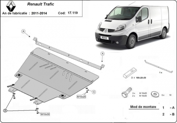 Kryt pod motor Renault Trafic 2 (2011-2014)