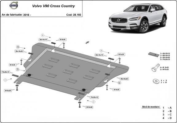 Kryt pod motor Volvo V90 Cross Country