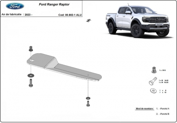 Kryt pod palivový filtr Ford Ranger Raptor - Hliník 