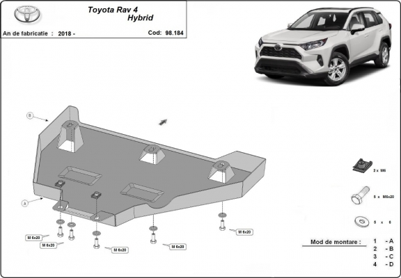 Kryt pod diferenciál Toyota RAV 4 Hybrid