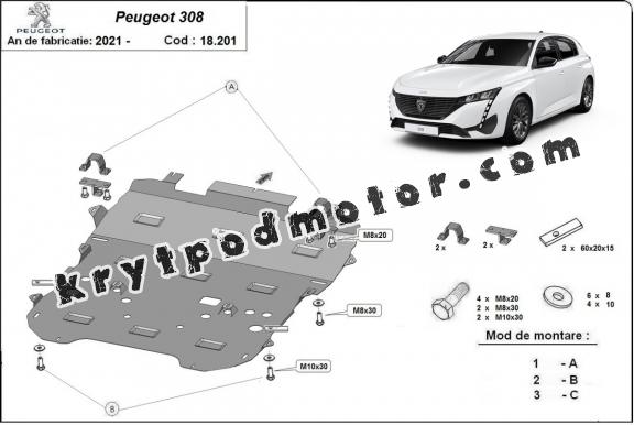 Kryt pod motor Peugeot 308