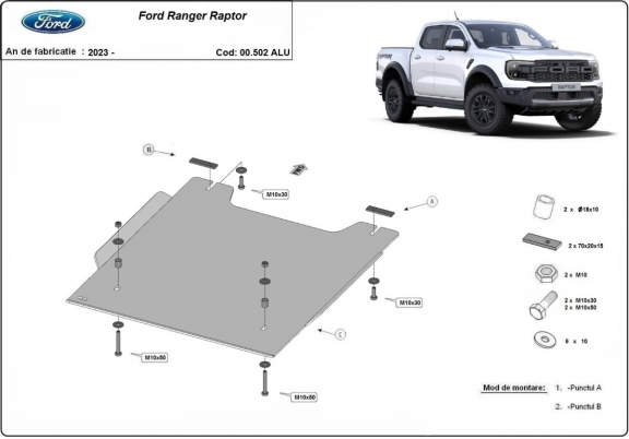 Kryt pod  případ převodu Ford Ranger Raptor -Hliník