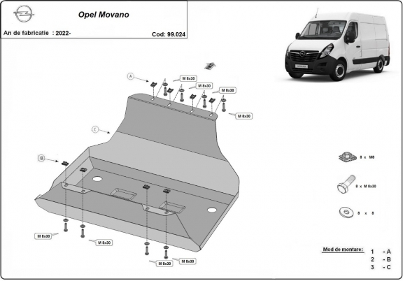 Kryt pod nádrž Opel Movano C 