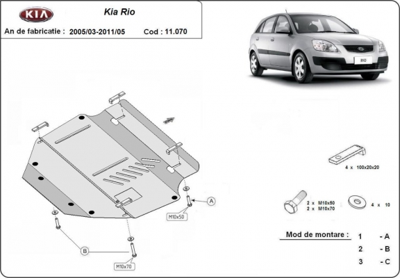 Kryt pod motor Kia Rio 2