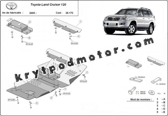 Kryt pod motor hliník Toyota Land Cruiser J120