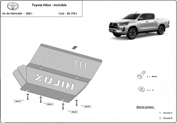 Kryt pod chladič hliník Toyota Hilux Invincible