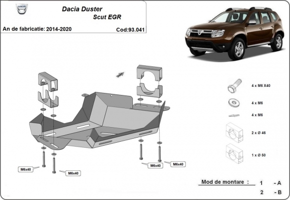 Kryt pod EGR ventil Dacia Duster