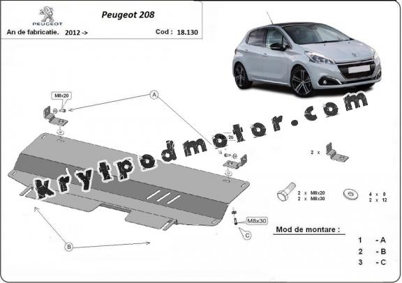 Kryt pod motor Peugeot 208