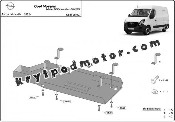 Kryt pod AdBlue Opel Movano C 