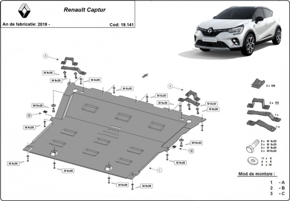 Kryt pod motor Renault Captur