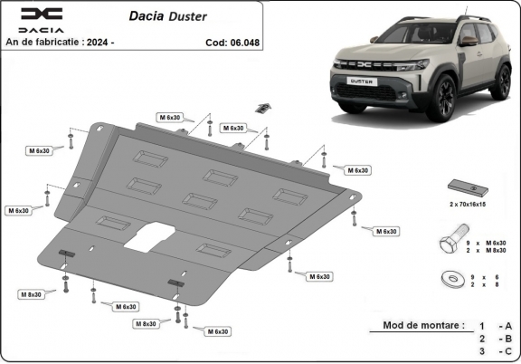 Kryt pod motor Dacia Duster - 4x2 + 4x4