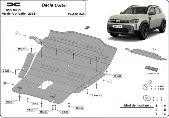 Kryt pod motor Dacia Duster - 4x4