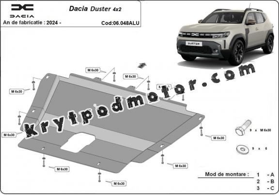 Kryt pod motor hliník Dacia Duster - 4x2 +4x4