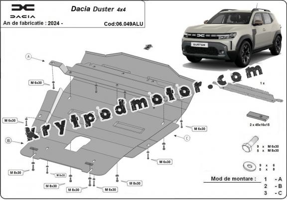 Kryt pod motor hliník Dacia Duster- 4x4