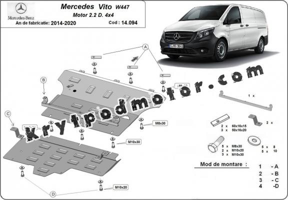 Kryt pod motor Mercedes Vito W447, 2.2 D, 4x4