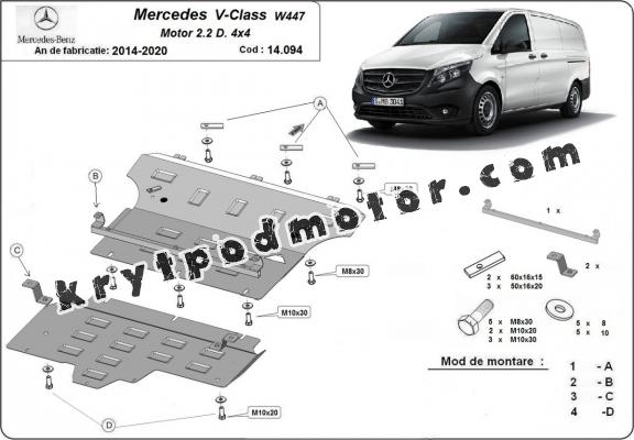 Kryt pod motor Mercedes V-Class W447, 2.2 D, 4x4