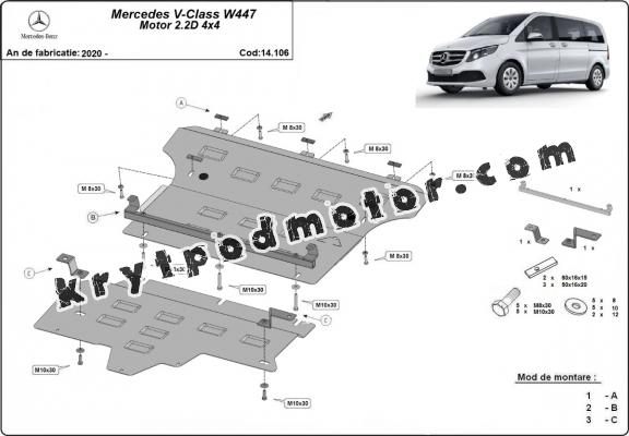 Kryt pod motor Mercedes V-Class W447, 2.2 D, 4x4
