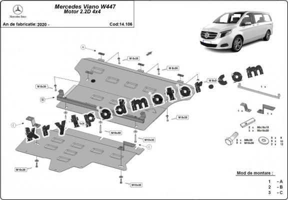 Kryt pod motor Mercedes Viano W447, 2.2 D, 4x4