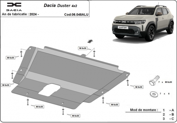 Hliníkový kryt pod motor Dacia Duster - 4x2 +4x4