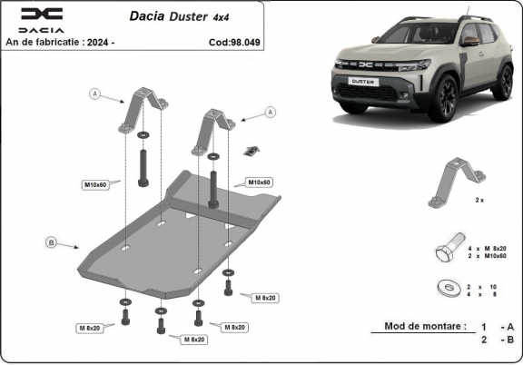 Hliníkový kryt pod diferenciál Dacia Duster 4x4